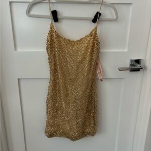 Oh Polly gold sparkly mini dress